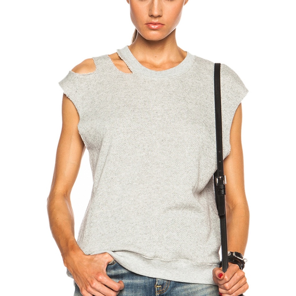 R13 Ripped Neck Sweatshirt Top